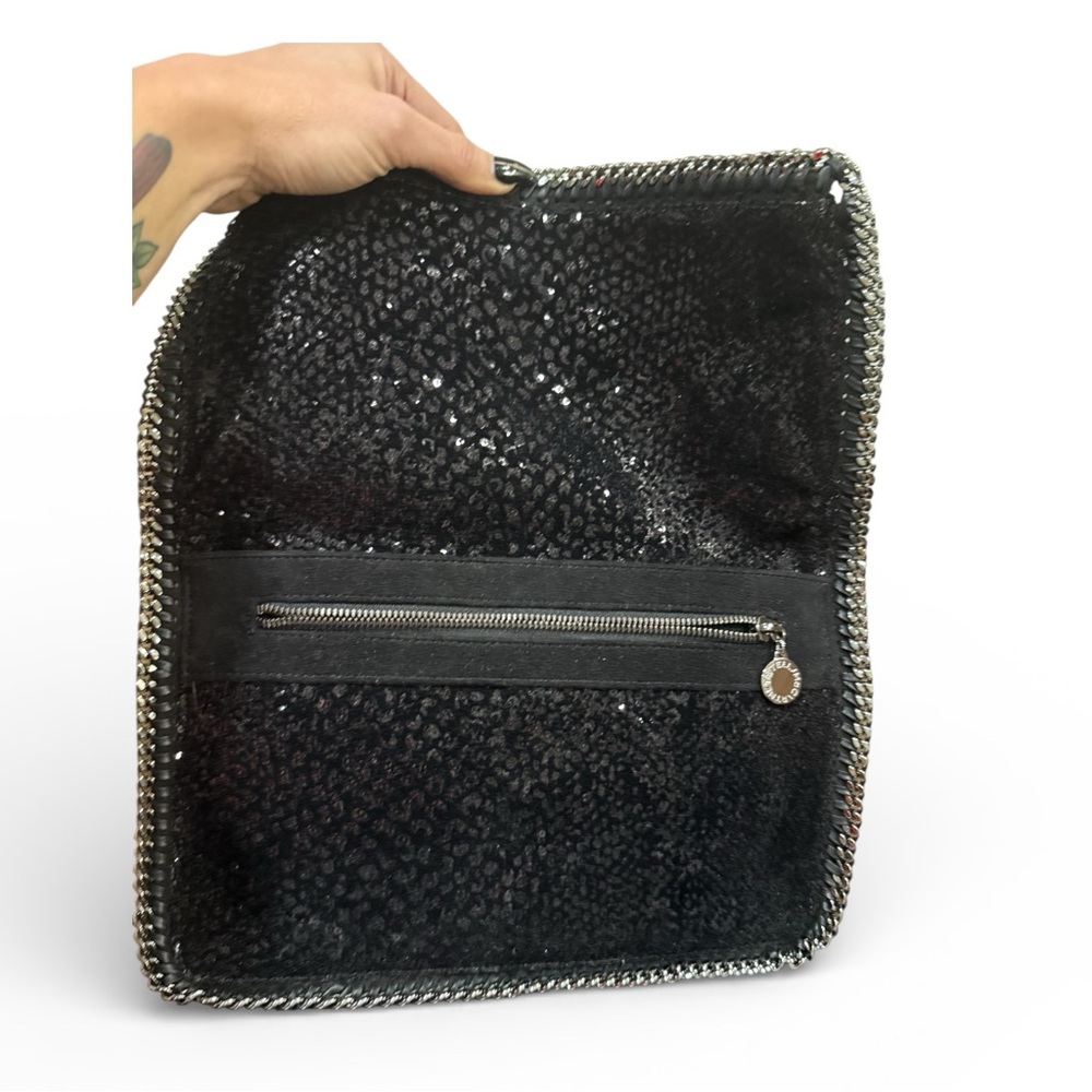 Stella McCartney Falabella Fold-Over Clutch – Black Shimmer | Like New. COA - Picture 5 of 10
